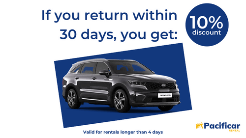 Return promotion in 30 days at Pacificar Rental