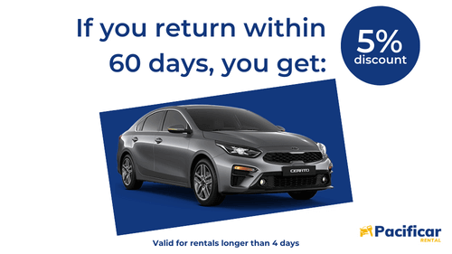 Return promotion in 60 days at Pacificar Rental